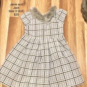Cute GUC Janie and Jack size 3T fur collared dress